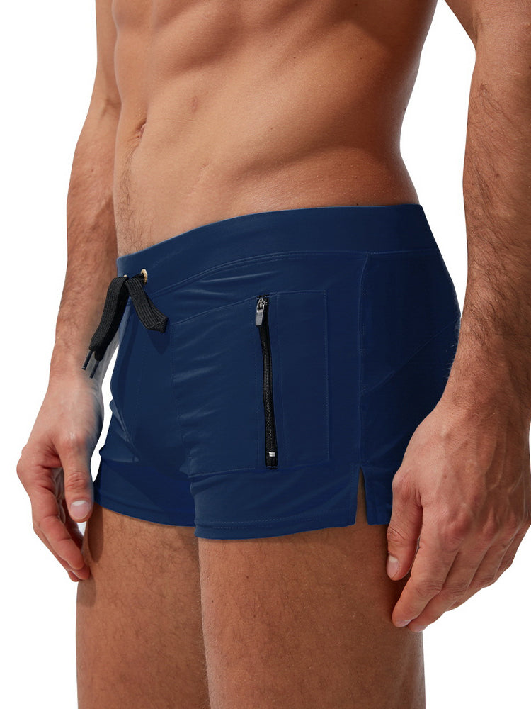 Men's Zippered Pocket Design Moisture-Wicking Swim Shorts & Trunks | dmunderwear detail image 19