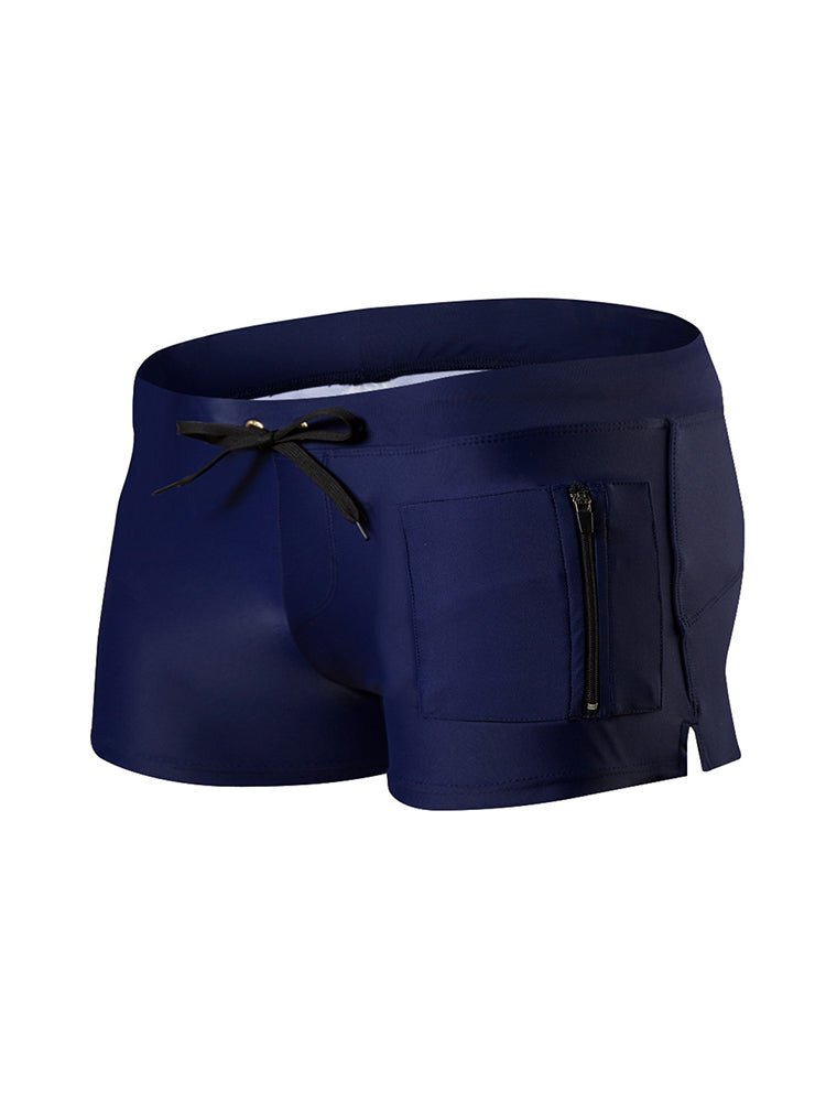 Men's Zippered Pocket Design Moisture-Wicking Swim Shorts & Trunks | dmunderwear detail image 2