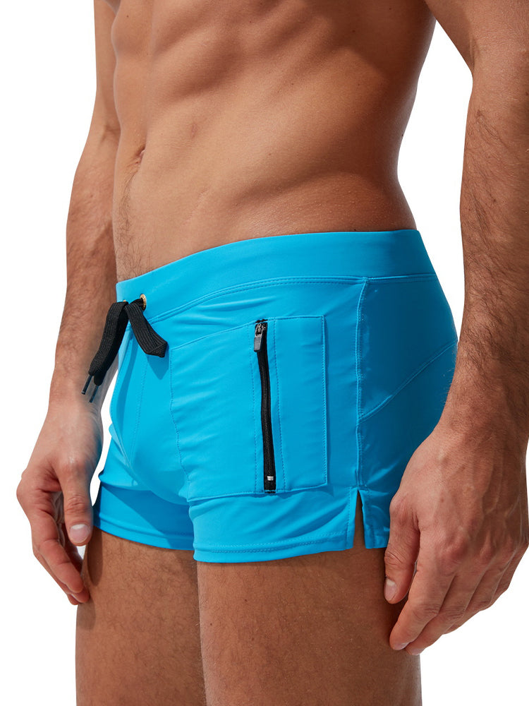 Men's Zippered Pocket Design Moisture-Wicking Swim Shorts & Trunks | dmunderwear detail image 5
