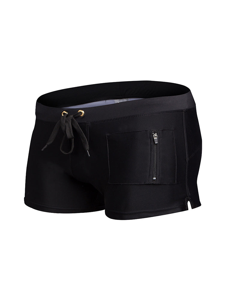 Men's Zippered Pocket Design Moisture-Wicking Swim Shorts & Trunks | dmunderwear detail image 7
