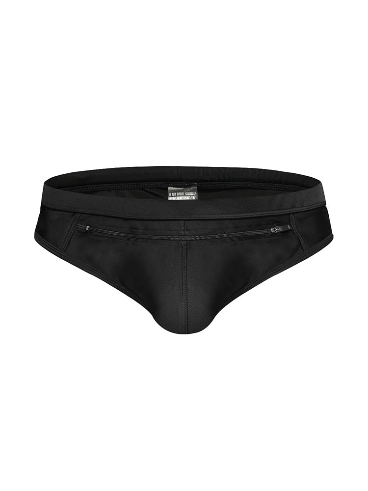 Men's Zippered Pocket Swim Brief And Trunk | dmunderwear detail image 7