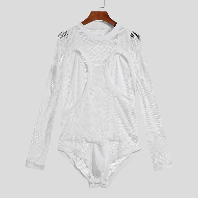 Mesh Long Sleeve Elegant Singlet | dmunderwear detail image 2