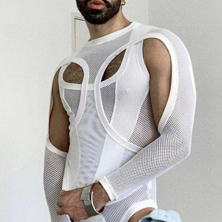 ORVLS Mesh Long Sleeve Elegant Singlet | dmunderwear detail image 2