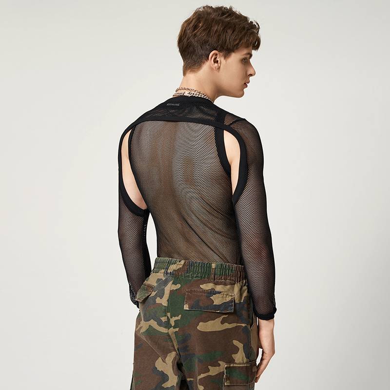 ORVLS Mesh Long Sleeve Elegant Singlet | dmunderwear detail image 4