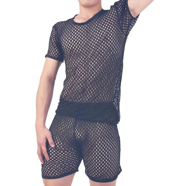 Mesh Pajamas (Top + Bottom) | dmunderwear detail image 2