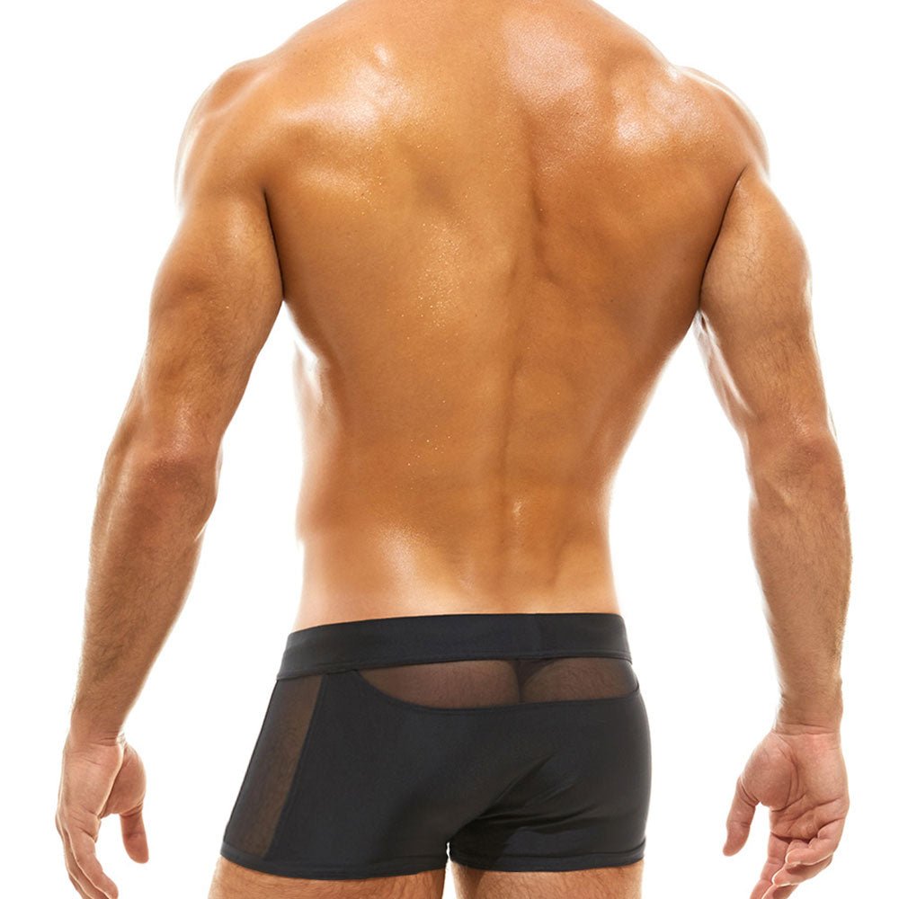 ORVLS Mesh Peekaboo Swim Trunks | dmunderwear detail image 3