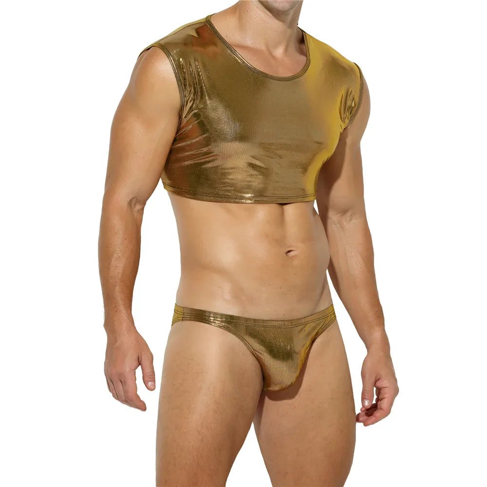 Metallic Crop Top and Bottoms | dmunderwear detail image 12