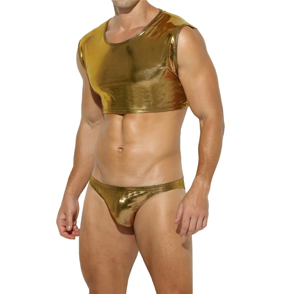 Metallic Crop Top and Bottoms | dmunderwear detail image 14