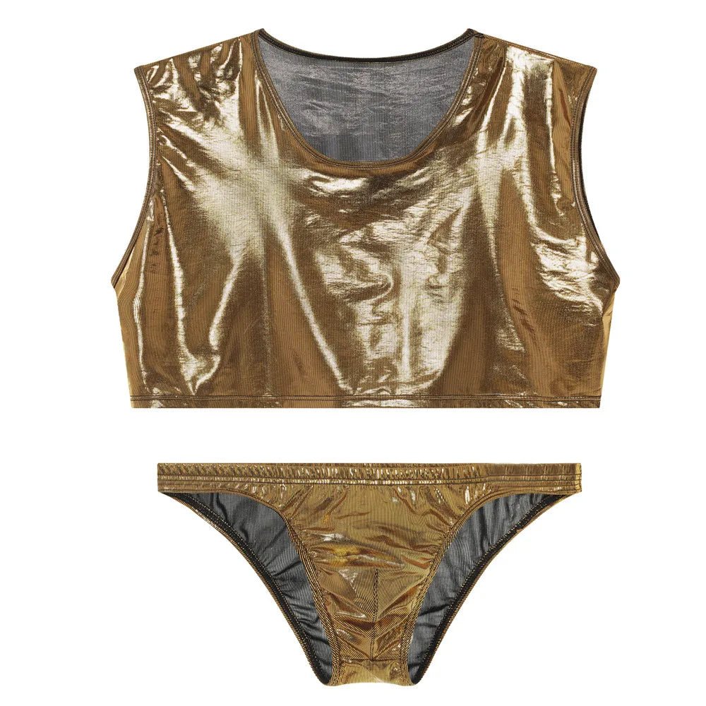 Metallic Crop Top and Bottoms | dmunderwear detail image 18