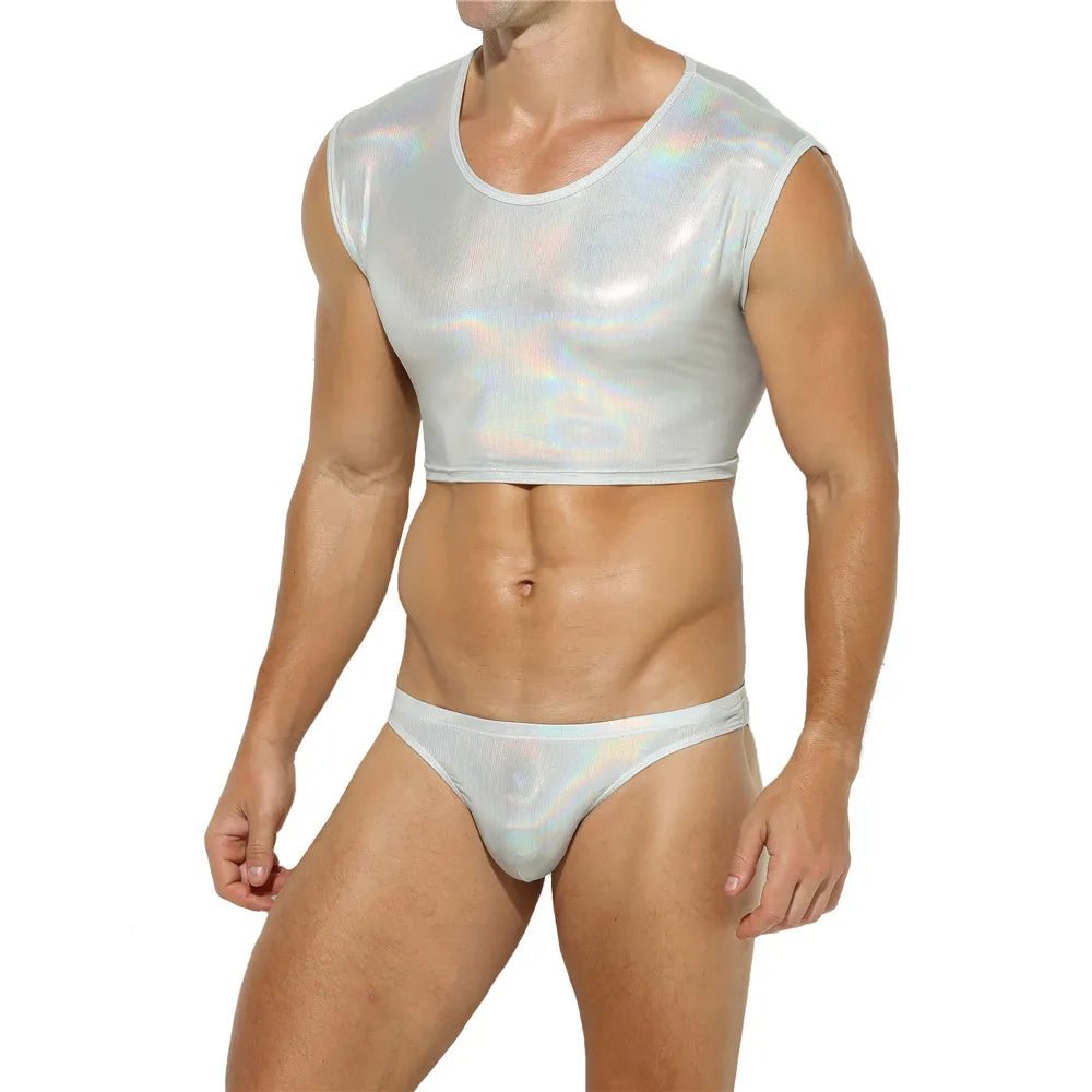 Metallic Crop Top and Bottoms | dmunderwear detail image 5