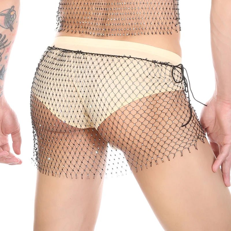 Metallic Glitter Fishnet Shorts | dmunderwear detail image 12