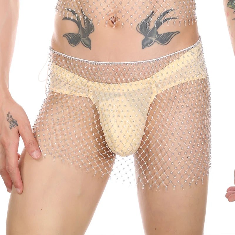 Metallic Glitter Fishnet Shorts | dmunderwear detail image 16