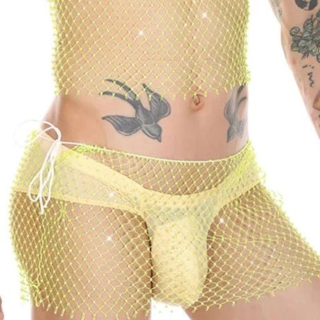 Metallic Glitter Fishnet Shorts | dmunderwear detail image 9
