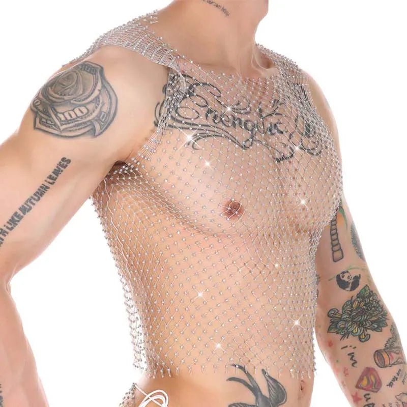 Metallic Glitter Fishnet Tank top | dmunderwear