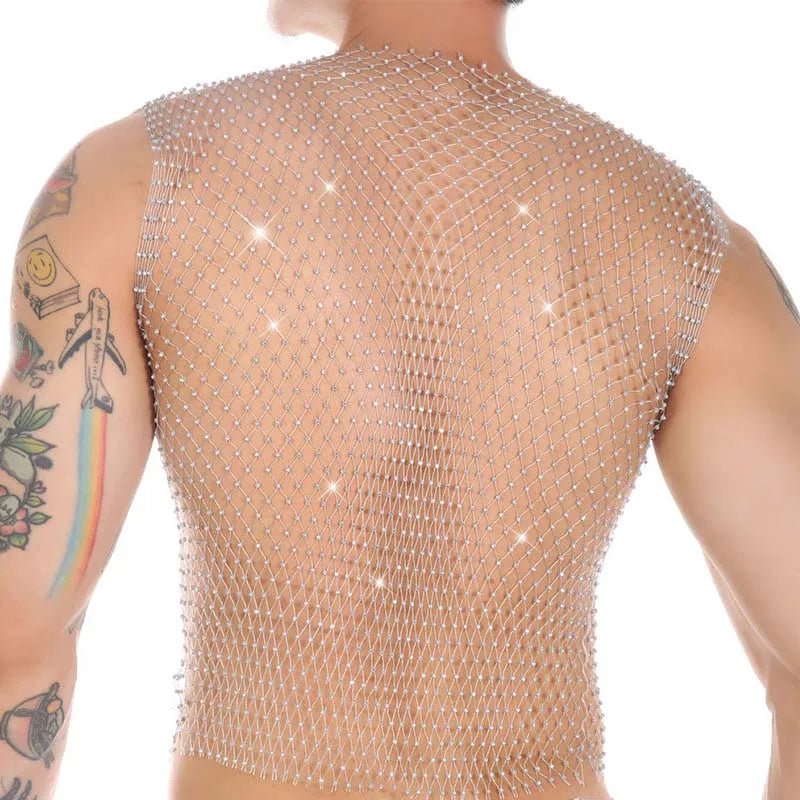 Metallic Glitter Fishnet Tank top | dmunderwear detail image 11