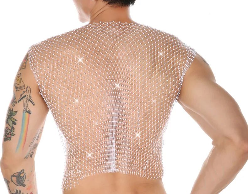 Metallic Glitter Fishnet Tank top | dmunderwear detail image 13