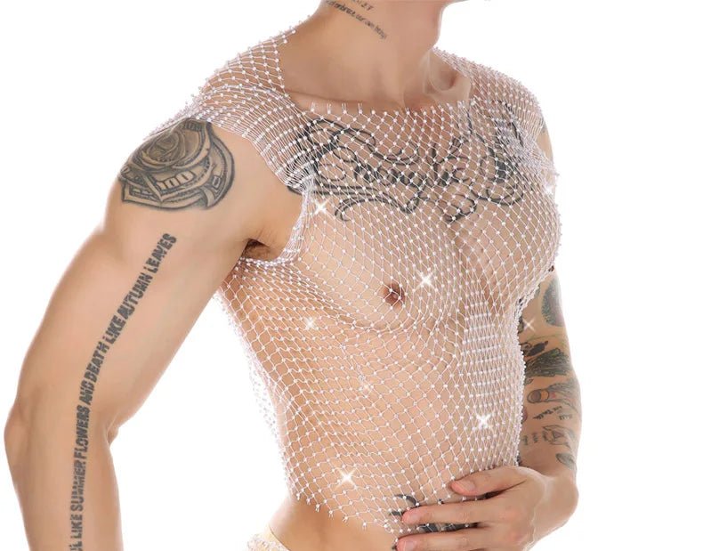 Metallic Glitter Fishnet Tank top | dmunderwear detail image 14