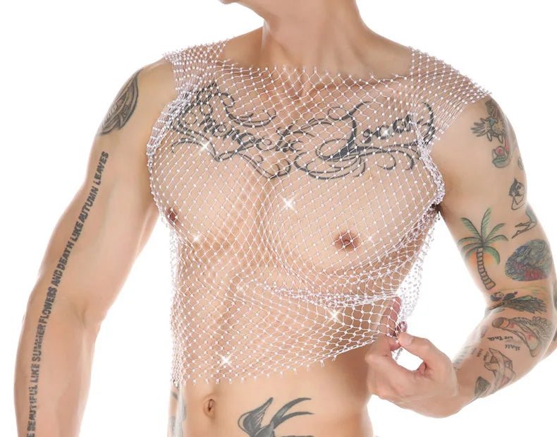Metallic Glitter Fishnet Tank top | dmunderwear detail image 15