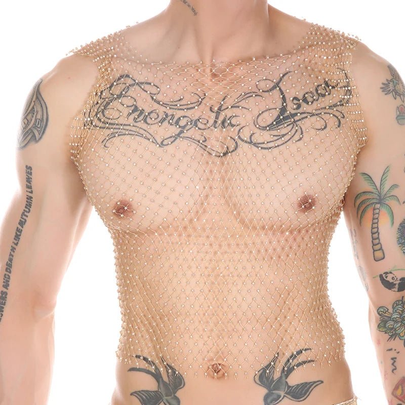 Metallic Glitter Fishnet Tank top | dmunderwear detail image 17