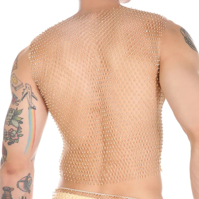 Metallic Glitter Fishnet Tank top | dmunderwear detail image 18
