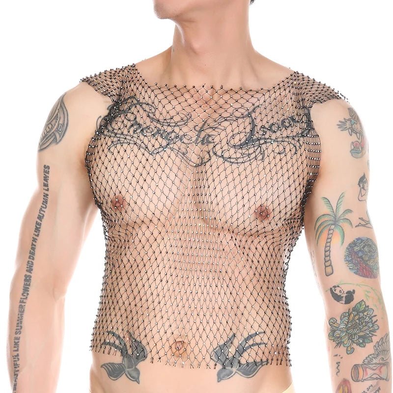 Metallic Glitter Fishnet Tank top | dmunderwear detail image 4