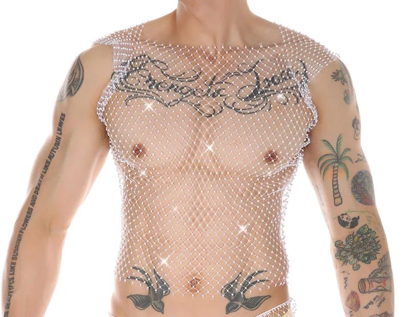 Metallic Glitter Fishnet Tank top | dmunderwear detail image 5
