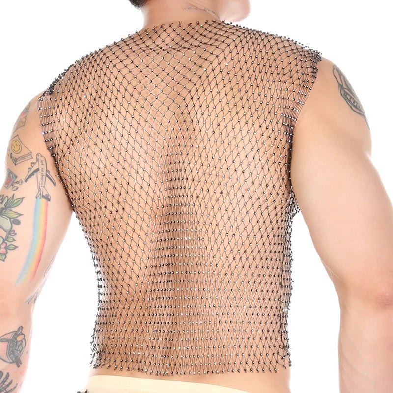 Metallic Glitter Fishnet Tank top | dmunderwear detail image 6