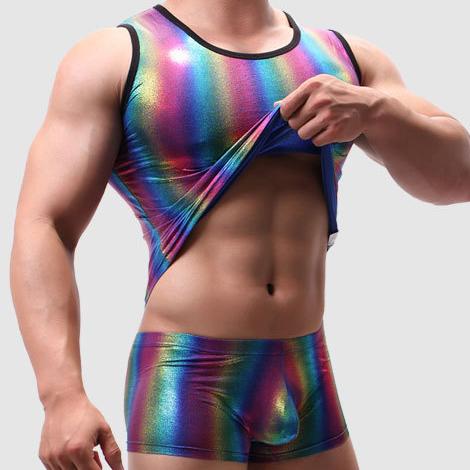 Metallic Rainbow Tanktop + Boxers | dmunderwear detail image 2