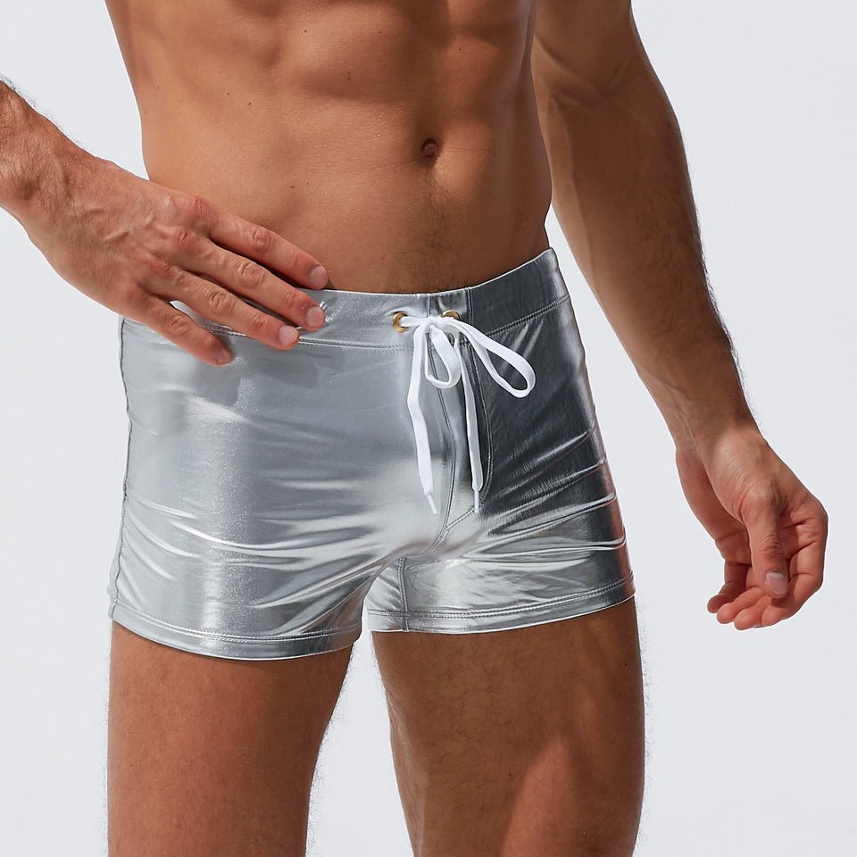 ORVLS Metallic Square Cut Swim Trunks | dmunderwear detail image 6