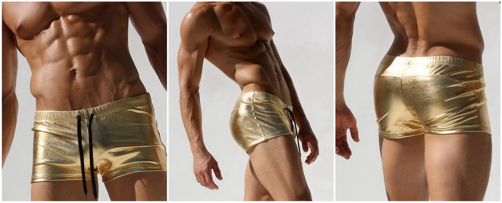 ORVLS Metallic Square Cut Swim Trunks | dmunderwear detail image 7