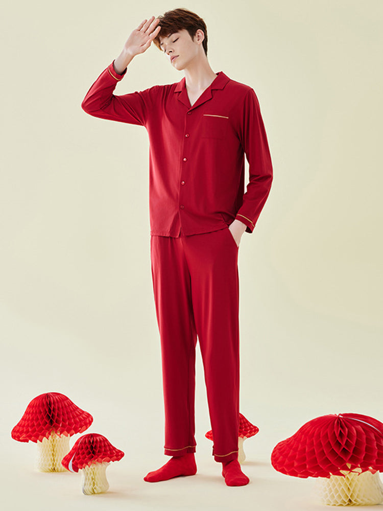 Modal Cotton Comfortable Couple Pajamas Set | dmunderwear detail image 10