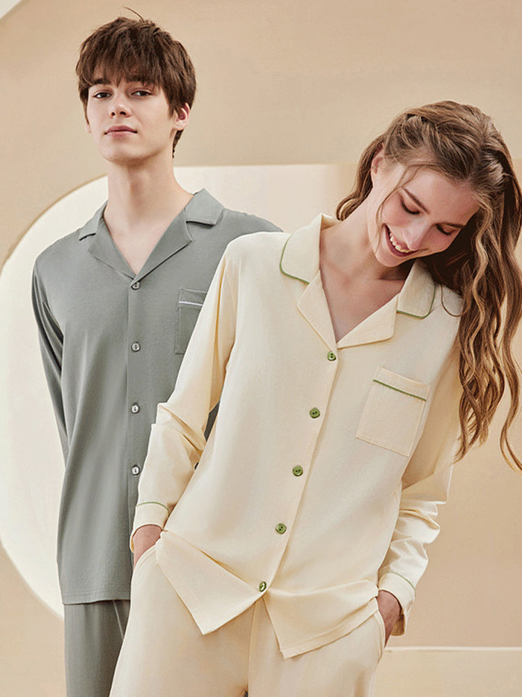 Modal Cotton Comfortable Couple Pajamas Set | dmunderwear detail image 4