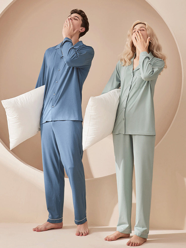 Modal Cotton Comfortable Couple Pajamas Set | dmunderwear detail image 5