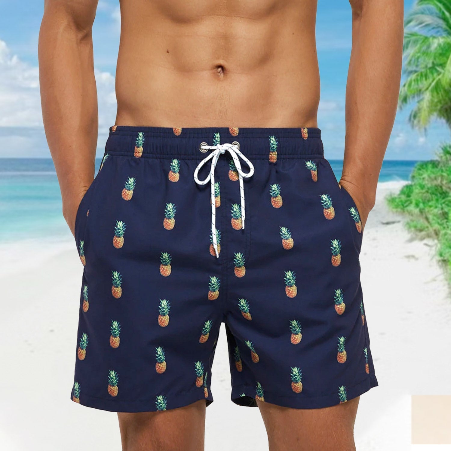 ORVLS Navy Pineapple Board Shorts | dmunderwear