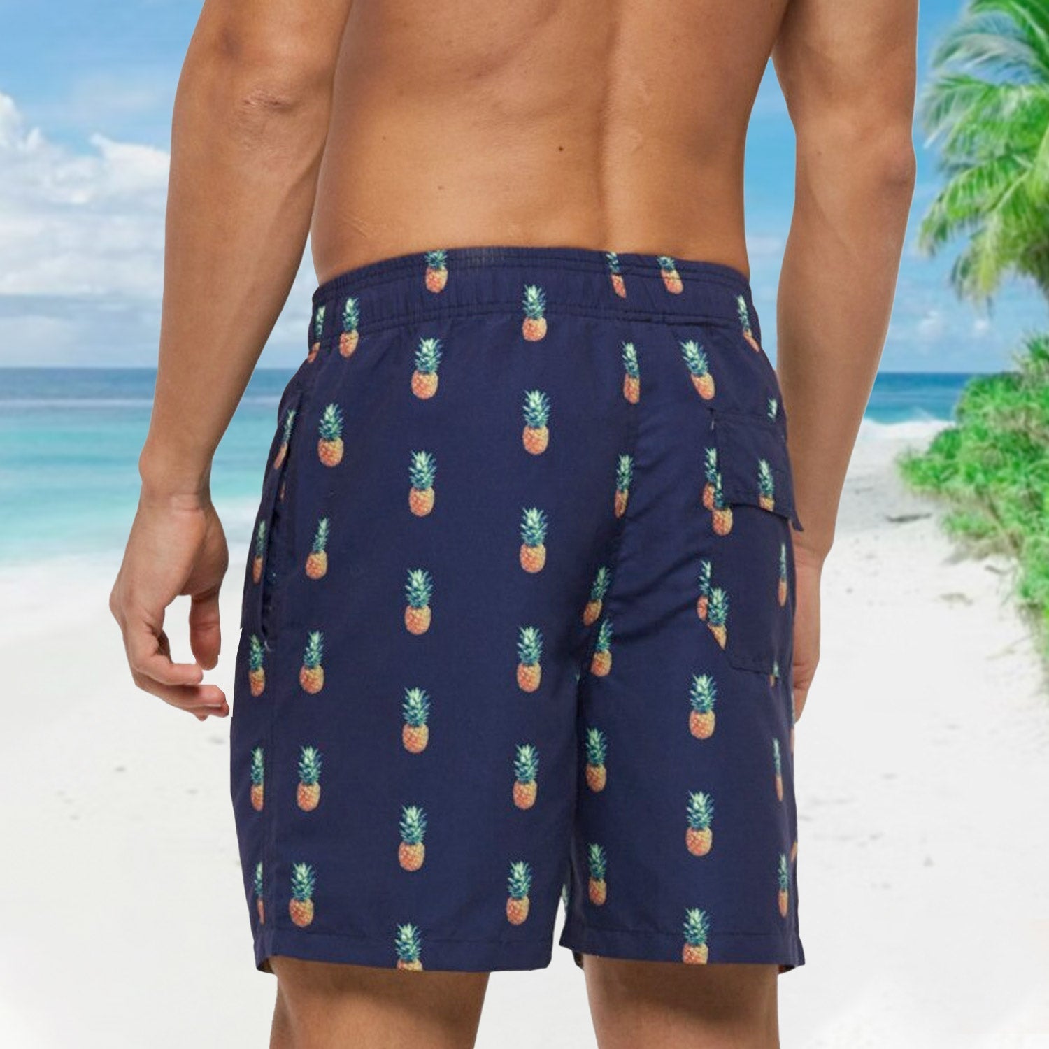 ORVLS Navy Pineapple Board Shorts | dmunderwear detail image 2