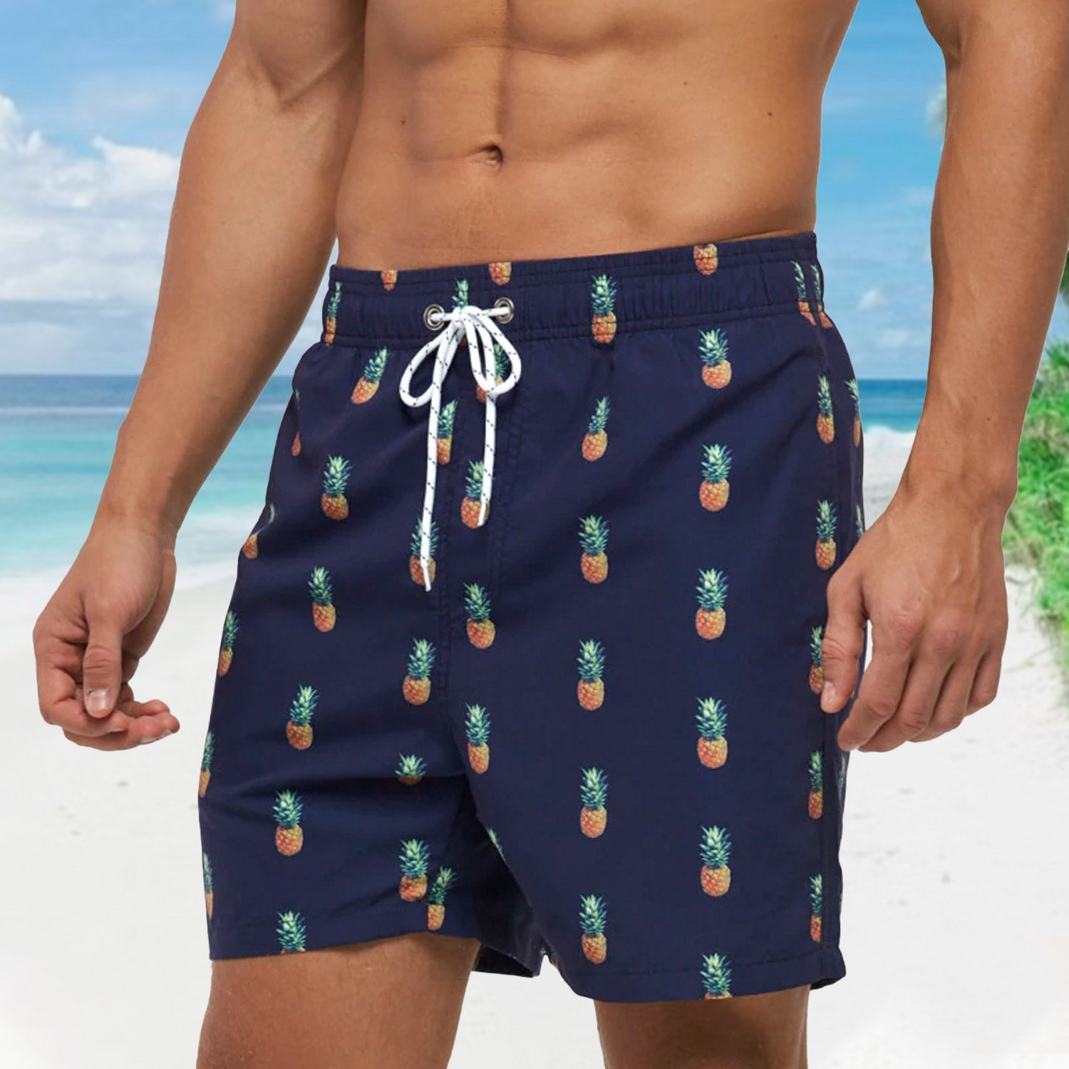ORVLS Navy Pineapple Board Shorts | dmunderwear detail image 3