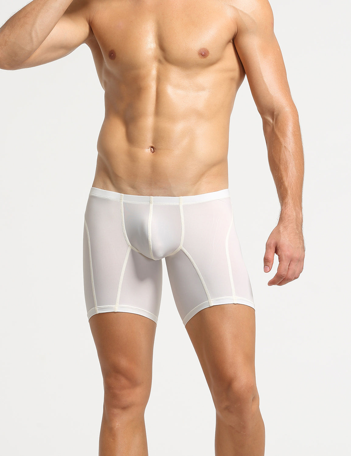 Nylon Low Rise Elastic Long Boxer Briefs 10202 | dmunderwear detail image 11