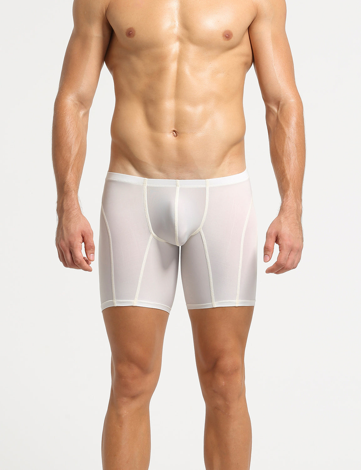 Nylon Low Rise Elastic Long Boxer Briefs 10202 | dmunderwear detail image 12