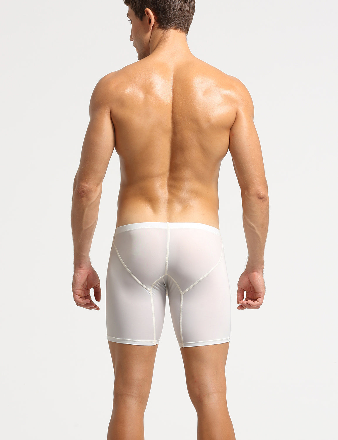 Nylon Low Rise Elastic Long Boxer Briefs 10202 | dmunderwear detail image 7