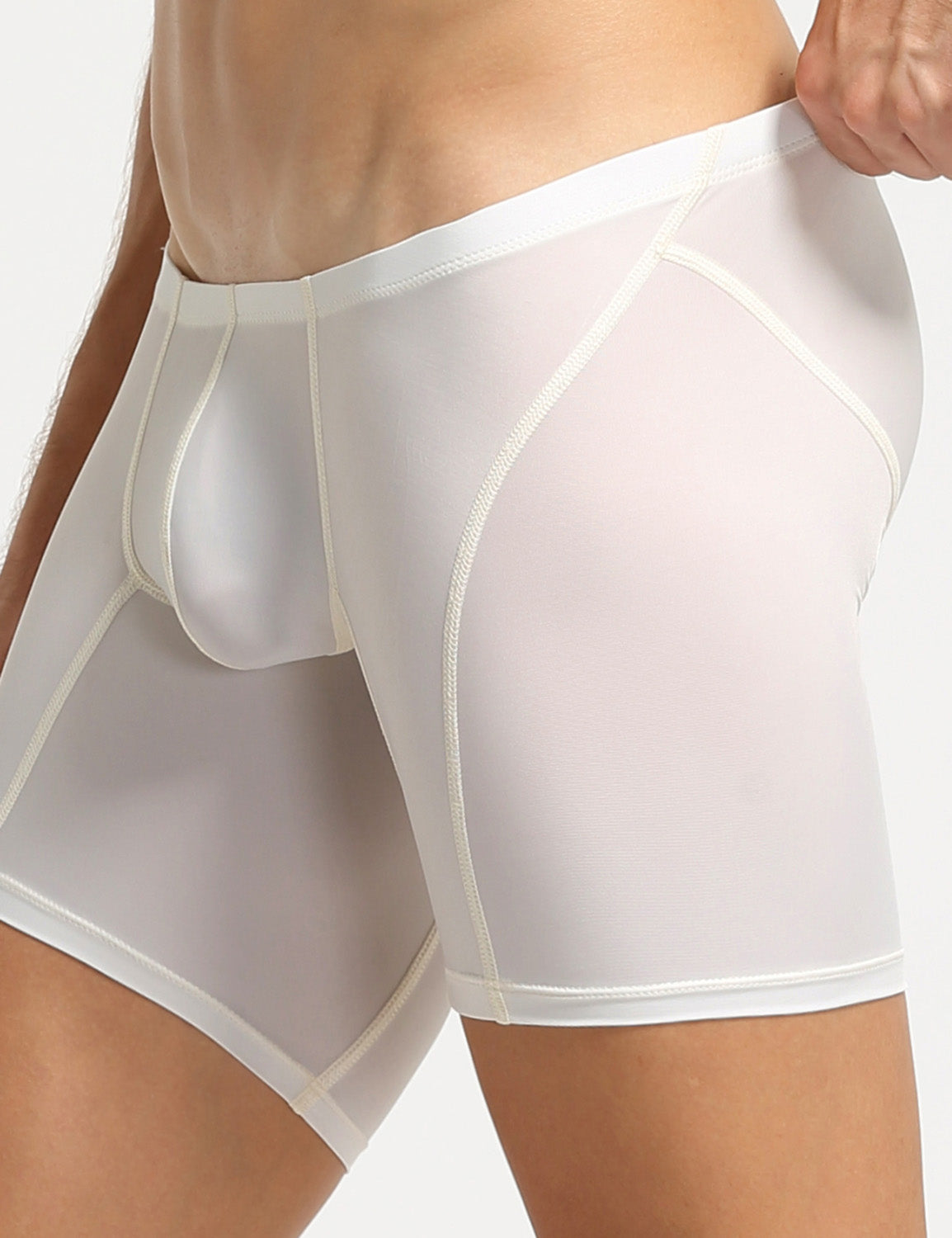 Nylon Low Rise Elastic Long Boxer Briefs 10202 | dmunderwear detail image 8