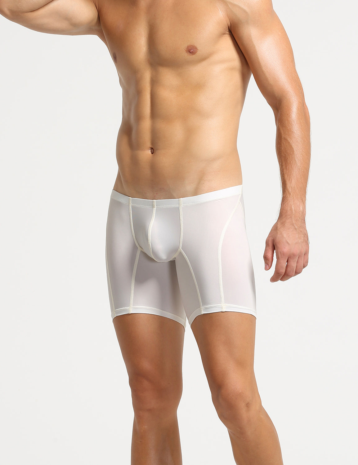 Nylon Low Rise Elastic Long Boxer Briefs 10202 | dmunderwear detail image 9