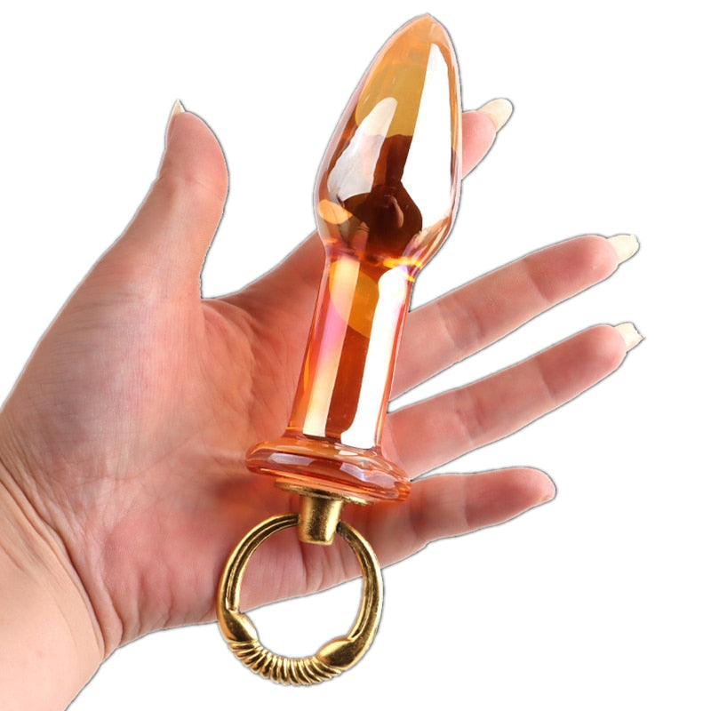Orange Glass Butt Plug | dmunderwear detail image 10