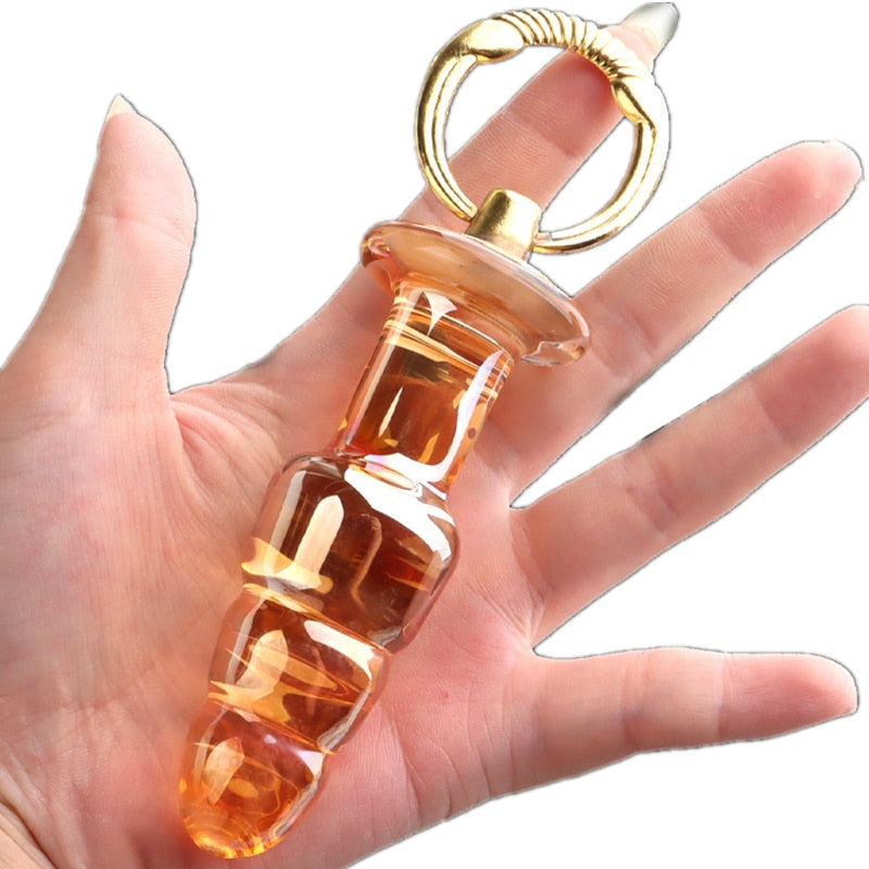 Orange Glass Butt Plug | dmunderwear detail image 11