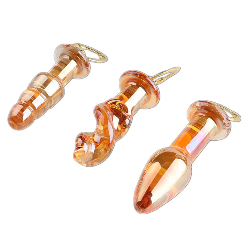 Orange Glass Butt Plug | dmunderwear detail image 12