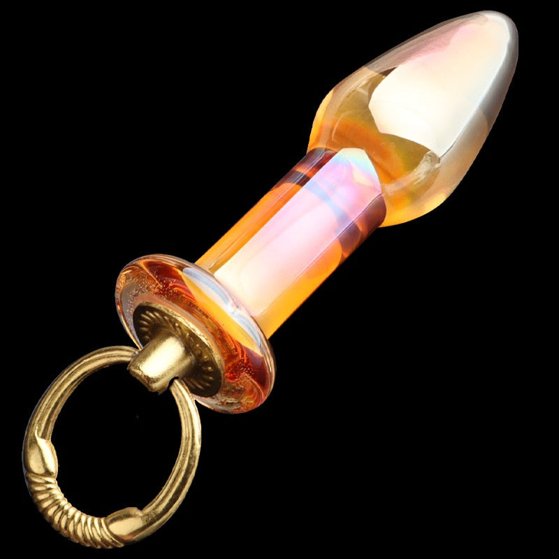 Orange Glass Butt Plug | dmunderwear detail image 3