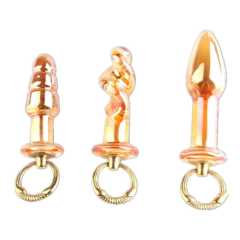 Orange Glass Butt Plug | dmunderwear detail image 5