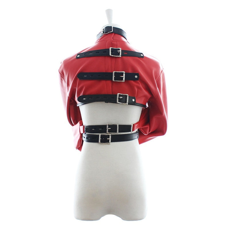 Passionate Submission Leather Collar and Restraint Jacket Bondage Set | dmunderwear detail image 3