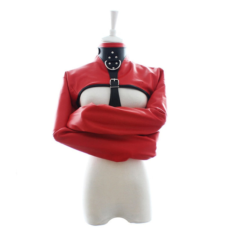 Passionate Submission Leather Collar and Restraint Jacket Bondage Set | dmunderwear detail image 5