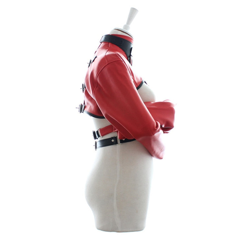 Passionate Submission Leather Collar and Restraint Jacket Bondage Set | dmunderwear detail image 6