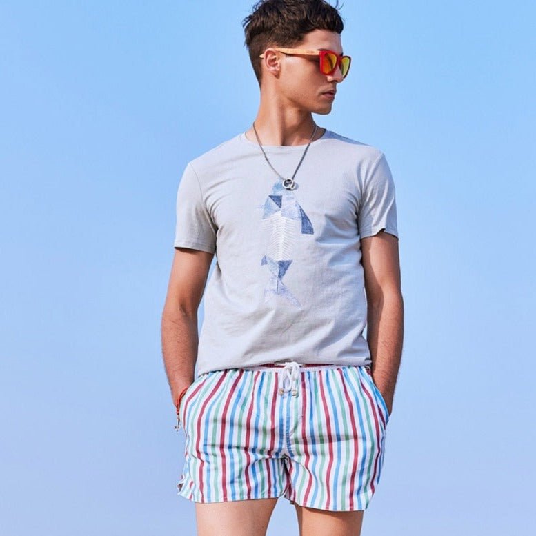 ORVLS Pastel Candy Striped Board Shorts | dmunderwear detail image 2